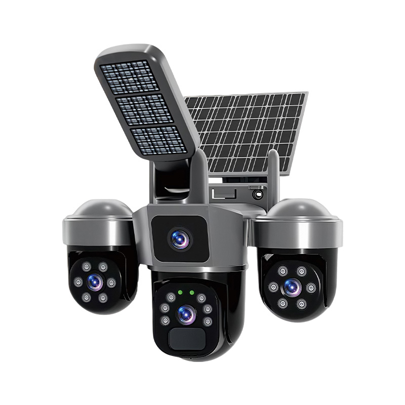 Home Security Flood Lights - 6MP V380アプリ対応 ソーラー電源 トリプルレンズ AOV 4G