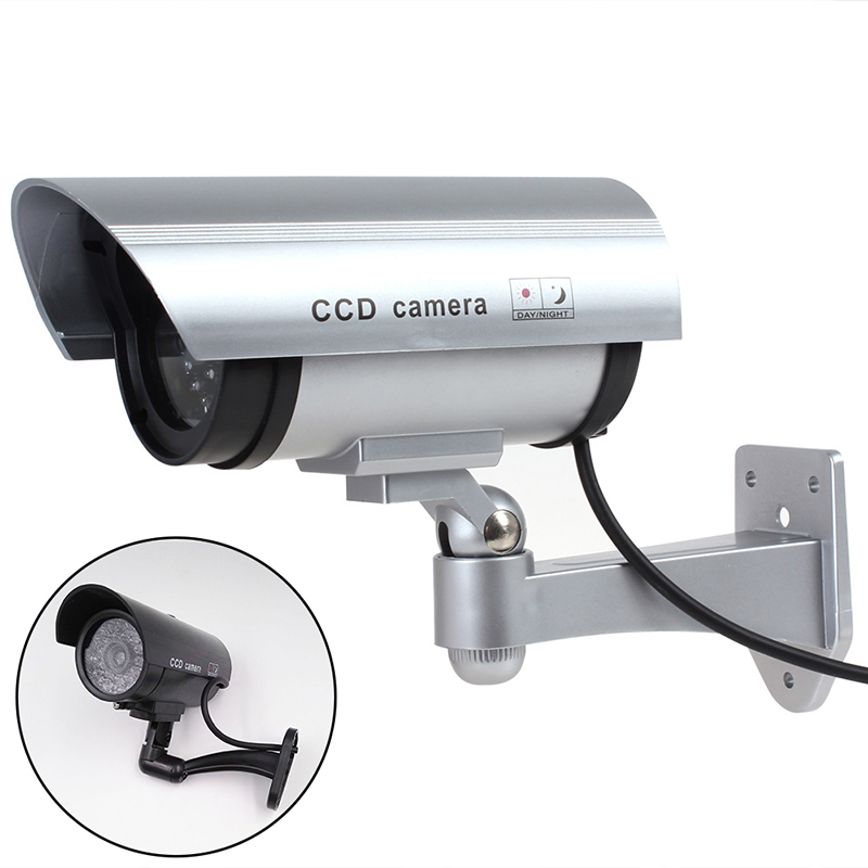Fake Camera Dummy - 形をした防水セキュリティCCTV監視カメラ、家庭用屋外屋内用偽ダミーカメラ、赤色LED点滅付き