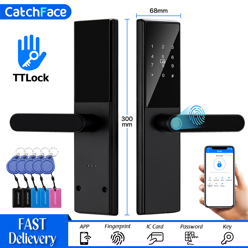 Home Security Group - Bluetooth 指紋ドアロック TTLock アプリコードカードキータッチスクリーンスマートドアロックセキュリティデジタル電子ロック家庭用