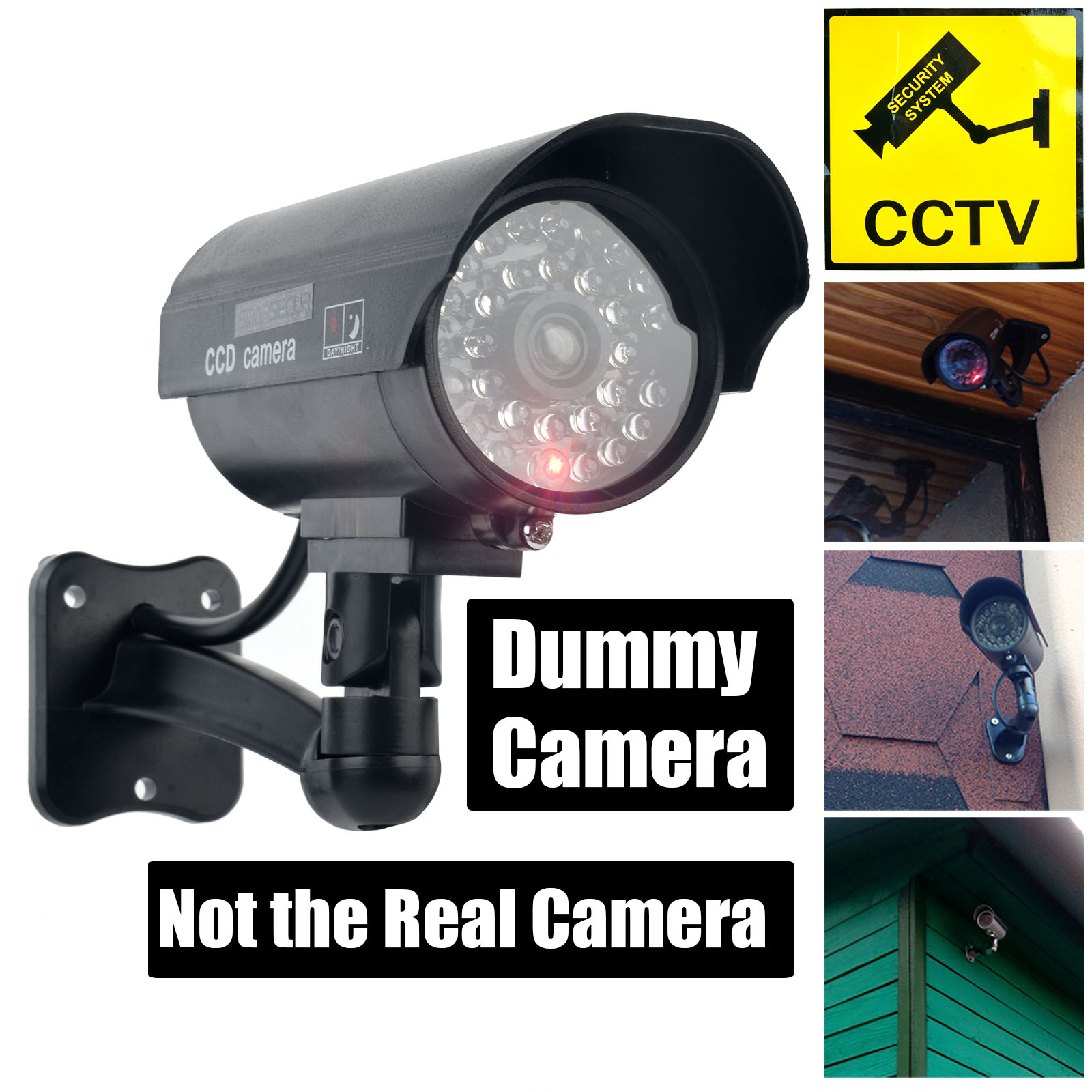 Fake Camera Dummy - Smarsecur 偽カメラダミー防水セキュリティ CCTV 監視カメラ点滅赤色 Led ライト屋外屋内
