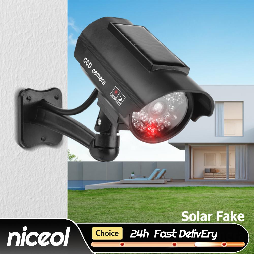 Fake Camera Dummy - ダミーCCTVカメラ耐候性偽監視カメラ、赤色LEDライト点滅付きCCTVカメラ、屋外屋内用盗難防止装置