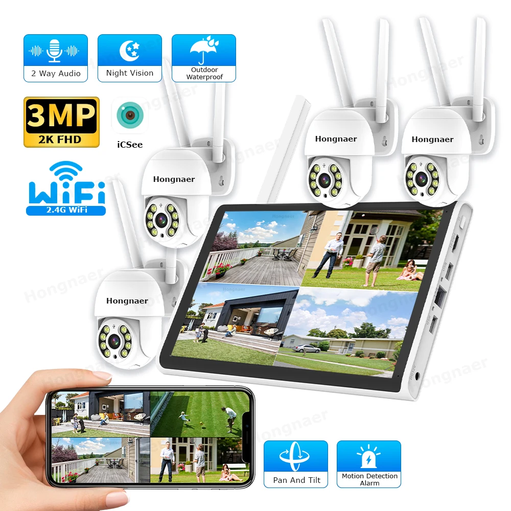 Home Security Wireless Cameras - 2026年 ホンナール 3MP 4チャンネル WiFi ホームIP