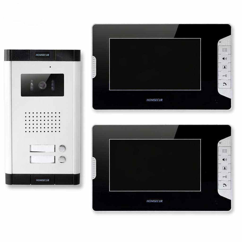 Home Security Camera System - 4線式2世帯用ビデオドアホンインターホンシステム、7インチモニター、有線ホームセキュリティドアベル、夜間視覚カメラキット