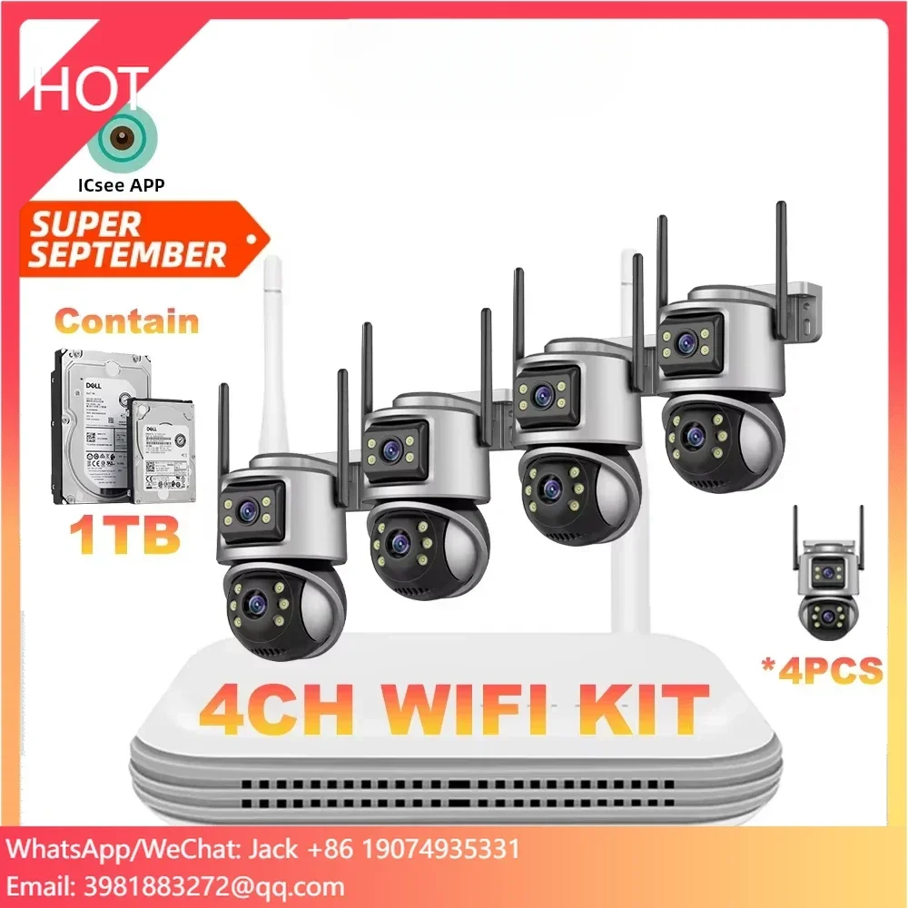 Home Security Wireless Cameras - ウィスティノ Xmeye 5MP 4ch ホームセキュリティカメラシステム ワイヤレスPTZネットワーク