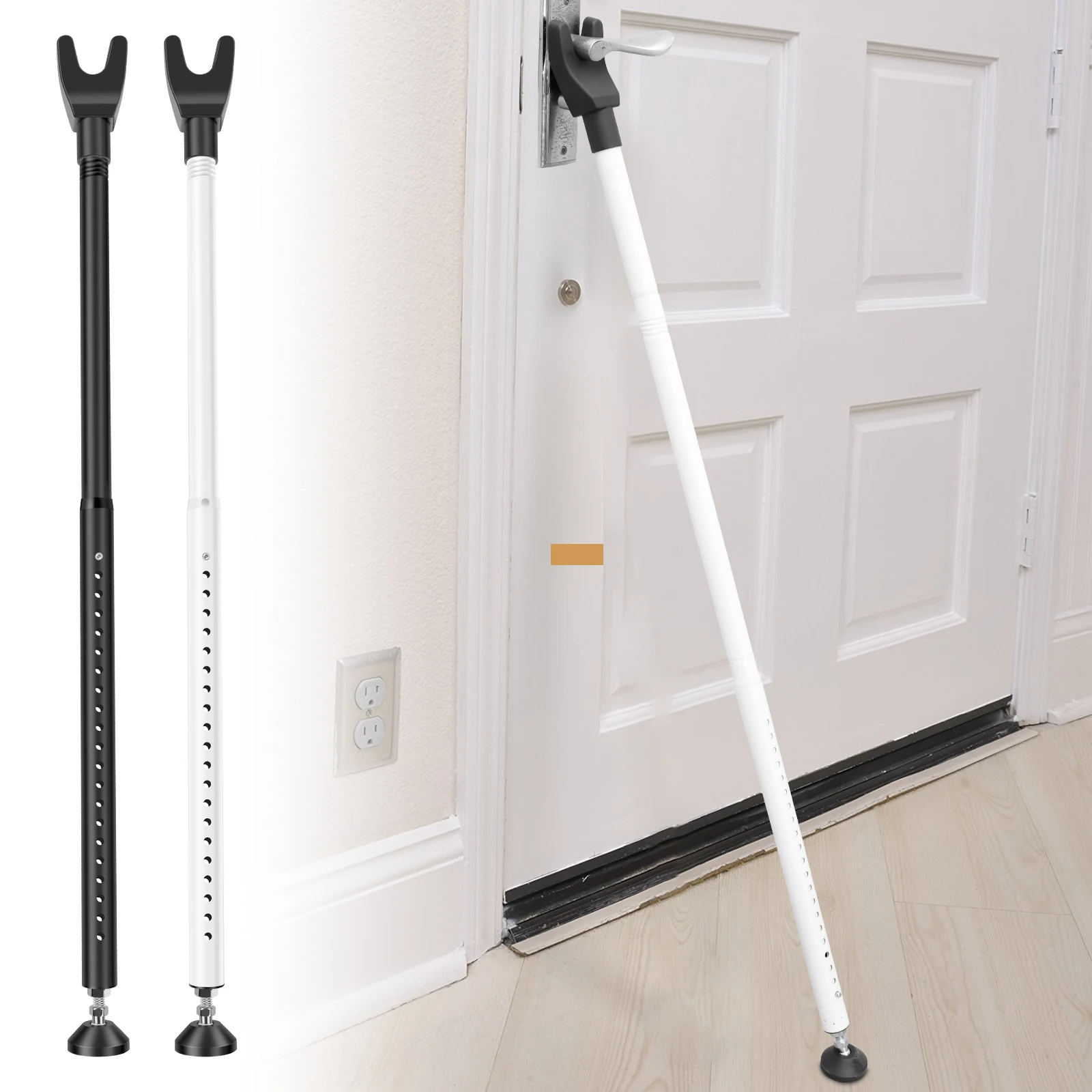 Home Security Door Reinforcement Lock - スライドドアロックバー 44-55 インチ調節可能なドアセキュリティバー 取り外し可能なドアストッパー セキュリティパティオドアバー ガラスドアジャマー