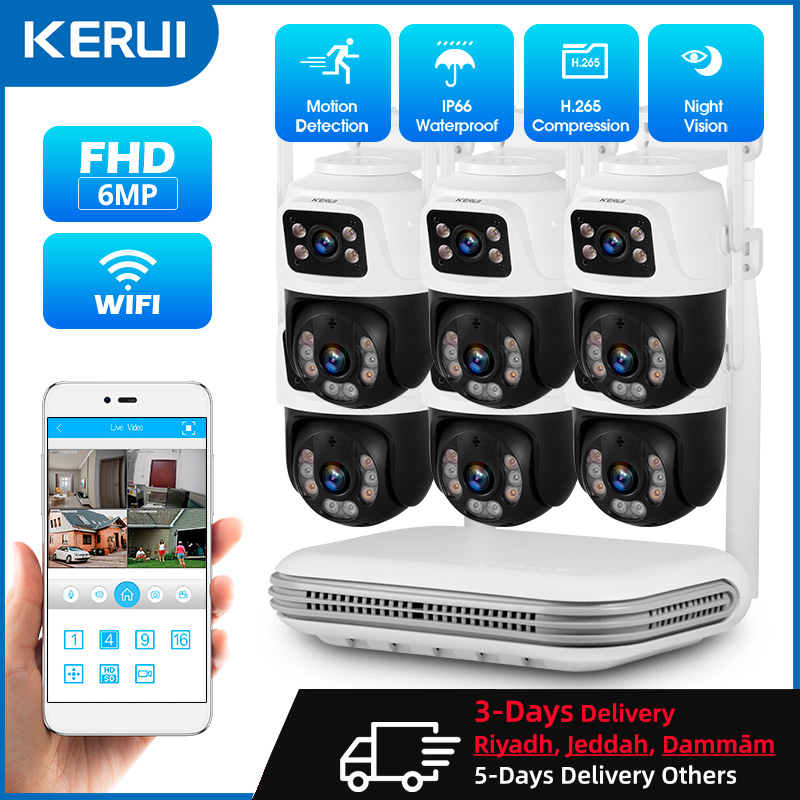 Home Security Wireless Cameras - Kerui-ホームセキュリティ監視カメラシステム,ワイヤレス,防水,デュアルレンズ,ptz,Wifi,ip, 8ch, nvr, h.265, cctvキット