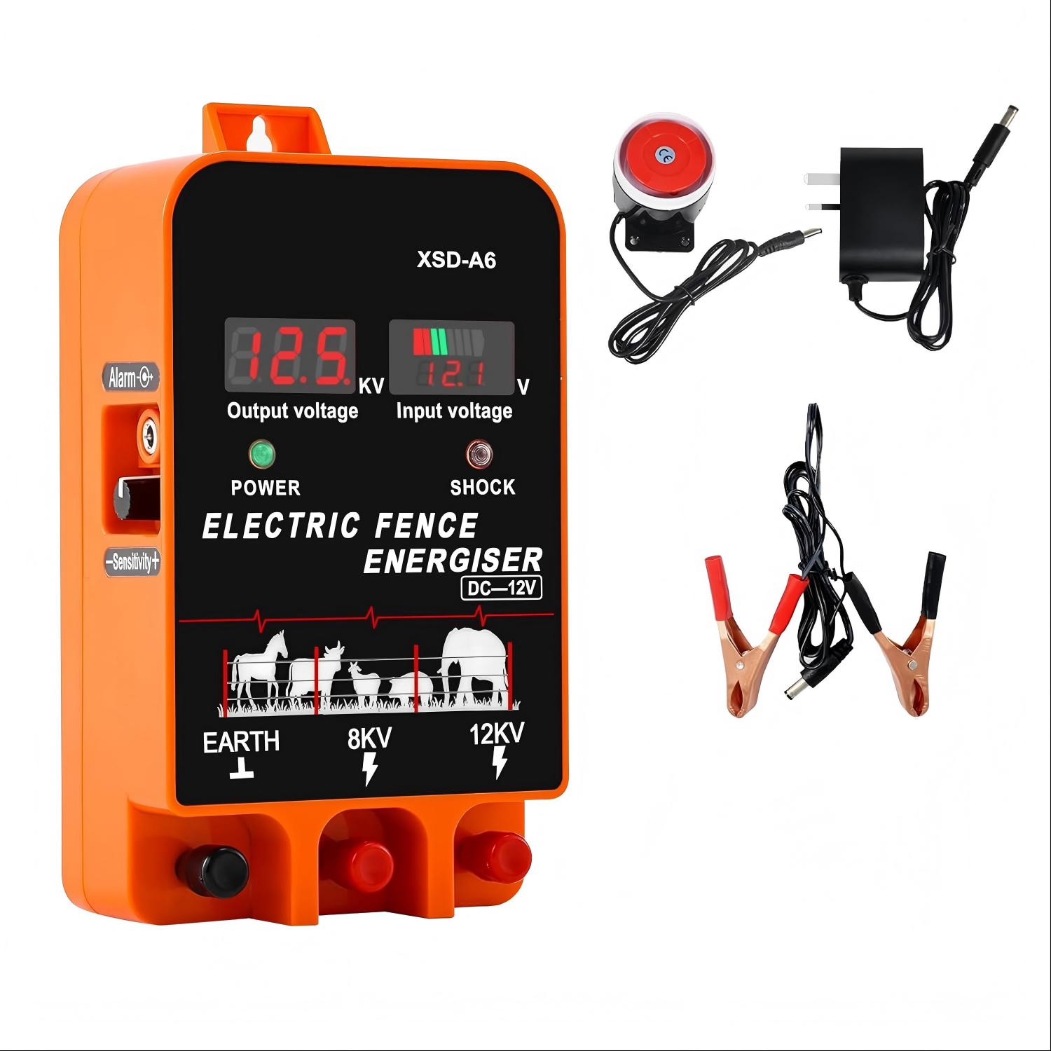 Home Security Electric Fence - 20KM電気柵用電源装置 5.5ジュール LCDディスプレイ 12V 農場家畜用コントローラー アラーム機能付き