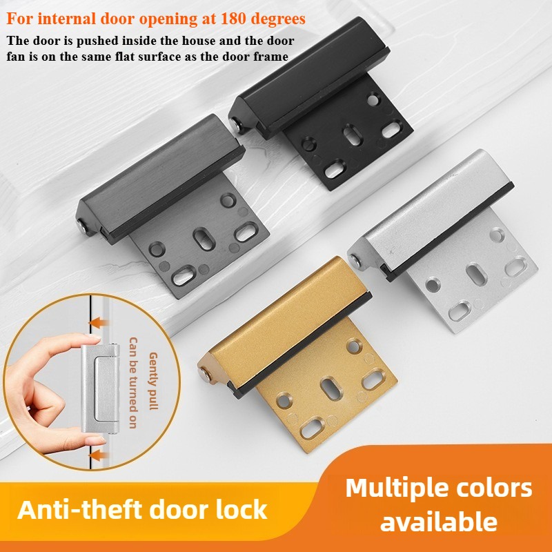 Home Security Door Reinforcement Lock - 1 個アップグレードホームセキュリティドアロックチャイルドプルーフドア強化ロック、子供用ナイトロック付き、内向きに開くドア用