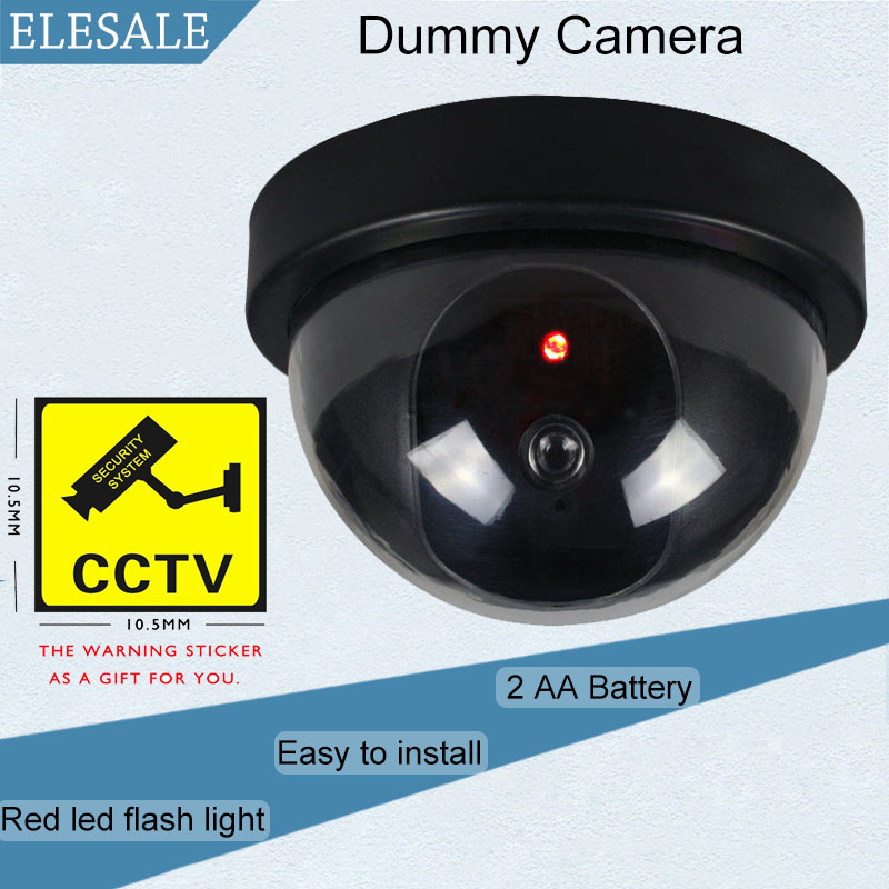 Fake Camera Dummy - クリエイティブブラックプラスチックドームCCTVダミーカメラ点滅LED偽カメラ電源経由単三電池監視セキュリティシステム