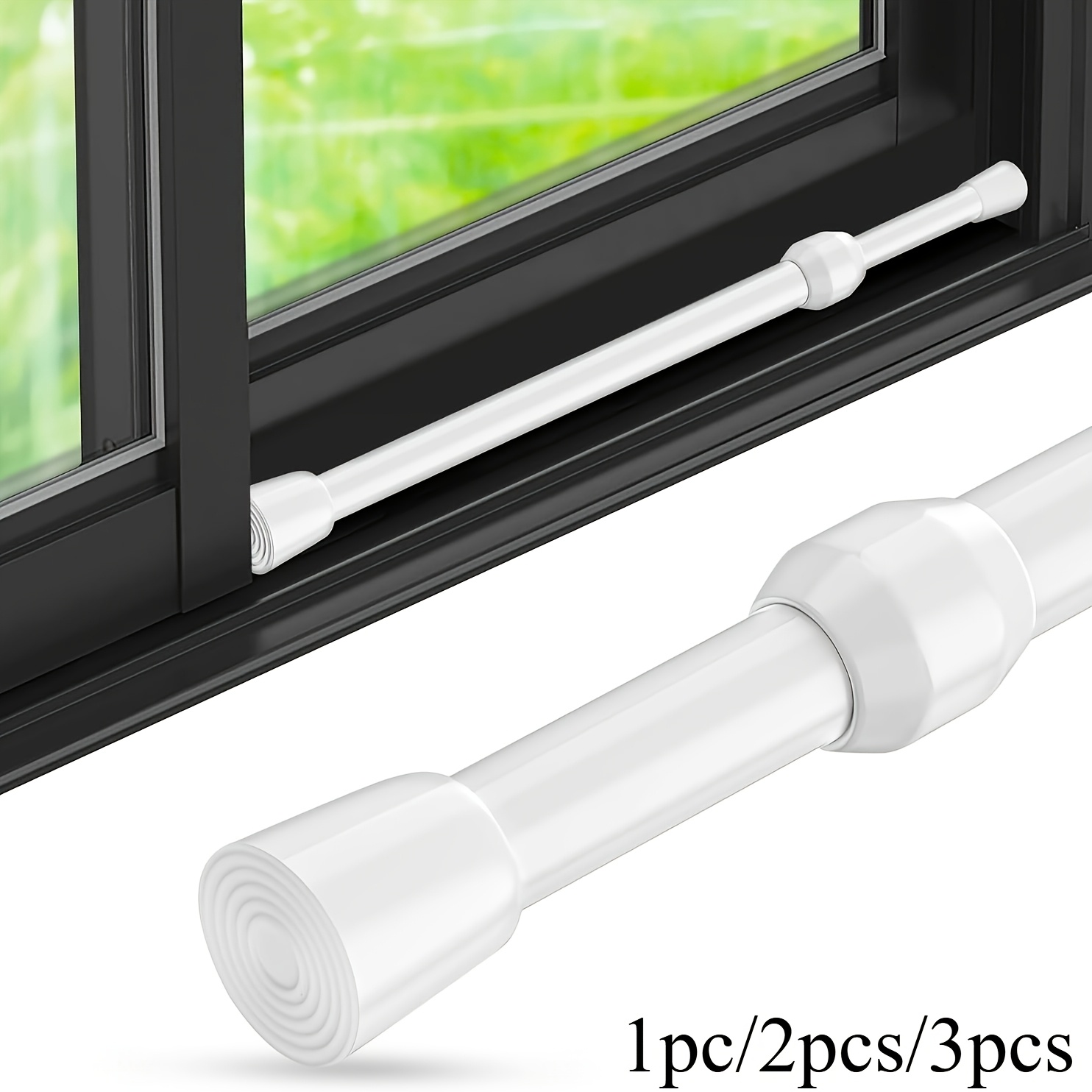Home Security Door Reinforcement Lock - 調整可能な安全バー 磨き上げられた金属製の調整可能な窓＆ガラスドア安全バー ゴム製の先端が付いた安全スライドロックスティック