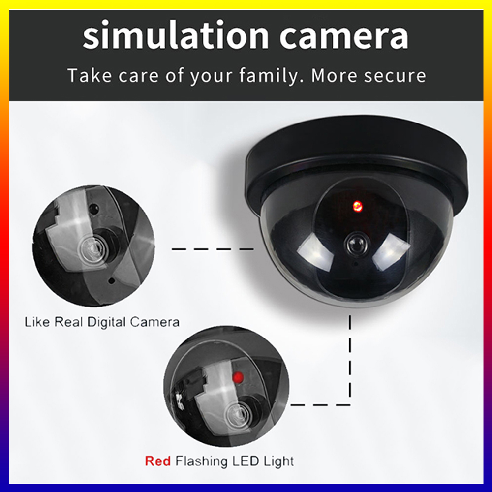 Fake Camera Dummy - SNQP ブラックプラスチックドーム型CCTVダミーカメラ フラッシュLED付き偽カメラ 監視セキュリティシステム