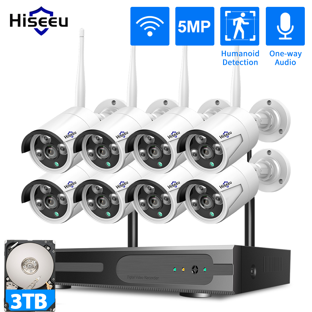 Home Security Camera System - Hiseeu 3/5/8MP WiFi CCTVカメラセキュリティシステム IRナイトビジョン防犯カメラセット 10CH