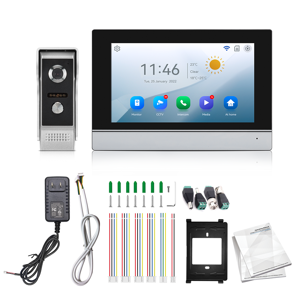 Home Security Group - 7インチIPSスクリーン、2MP、Tuyaリモートコントロール、WIFIドアホンインターホン、ビジュアルドアベル、AHDカメラ対応、ホームセキュリティドアビューア