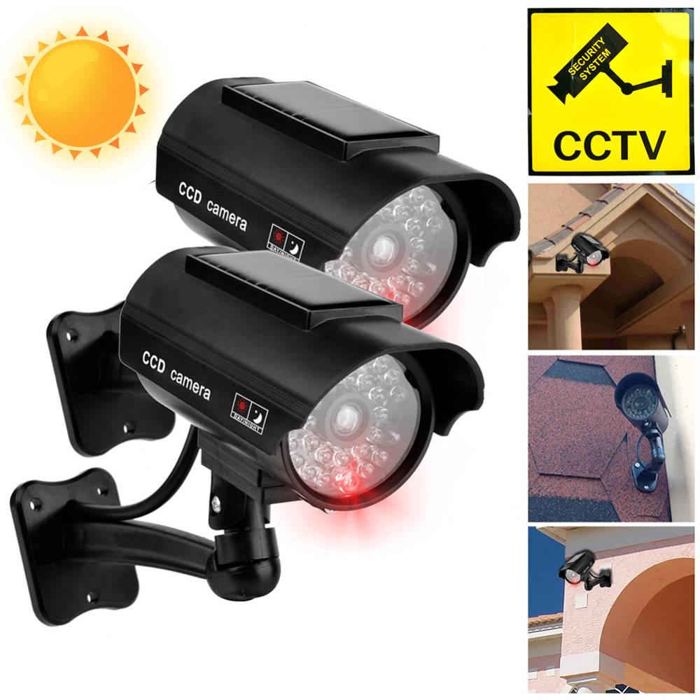 Fake Camera Dummy - 屋外ソーラーシミュレーションカメラ,防水ダミーカメラ,CCTV監視,家庭用,LEDライト点滅