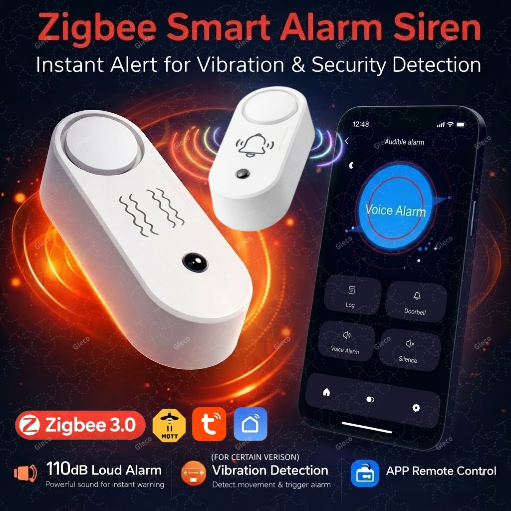 Home Security Options - ZigBee Tuya スマートサイレンアラーム オプションの振動検出器 110dB サウンドライト