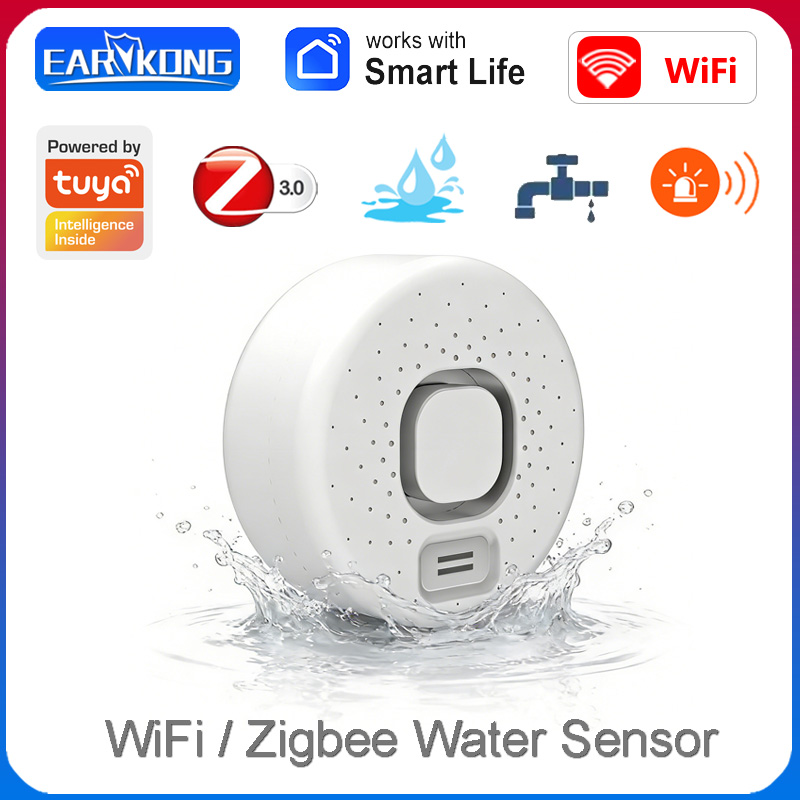 Home Security Options - スマート水漏れ検知器 Tuya APP対応 WiFi Zigbee オプションの洪水センサー付き