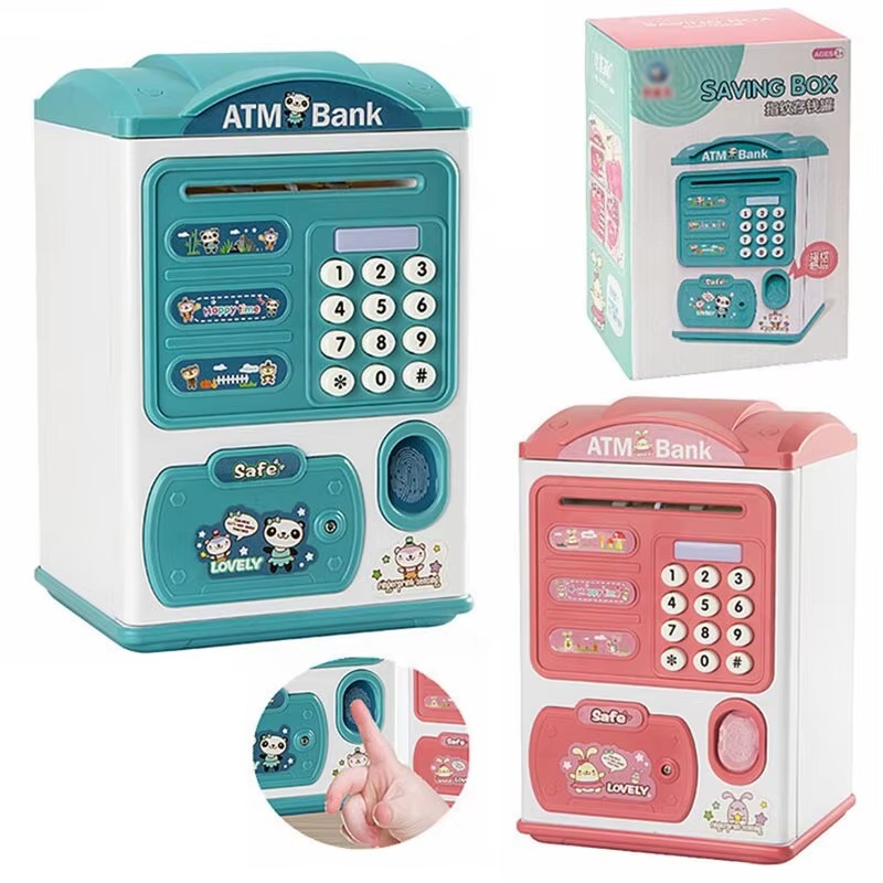 Safe Box Digital - 素敵な漫画の指紋認証自動銀行自動現金ロールATM電動女の子男の子子供のクリスマスプレゼント金庫