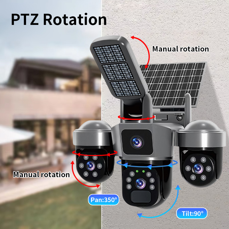 6MP V380アプリ対応 ソーラー電源 トリプルレンズ A - Home Security Flood Lights のレビューと価格