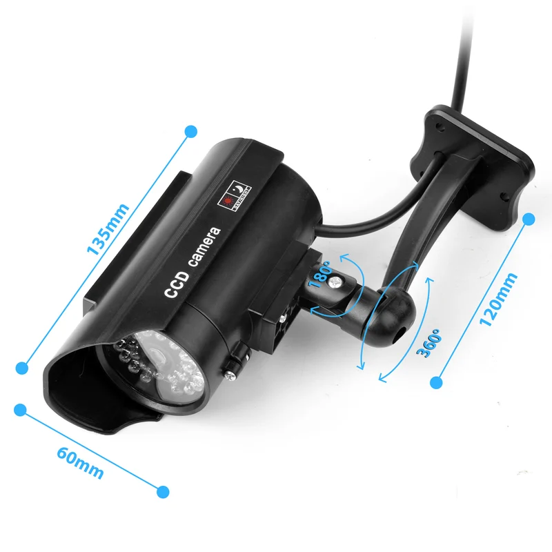 ソーラー式ダミーセキュリティカメラ、赤色LEDライトが点滅す - Fake Camera Dummy のレビューと価格