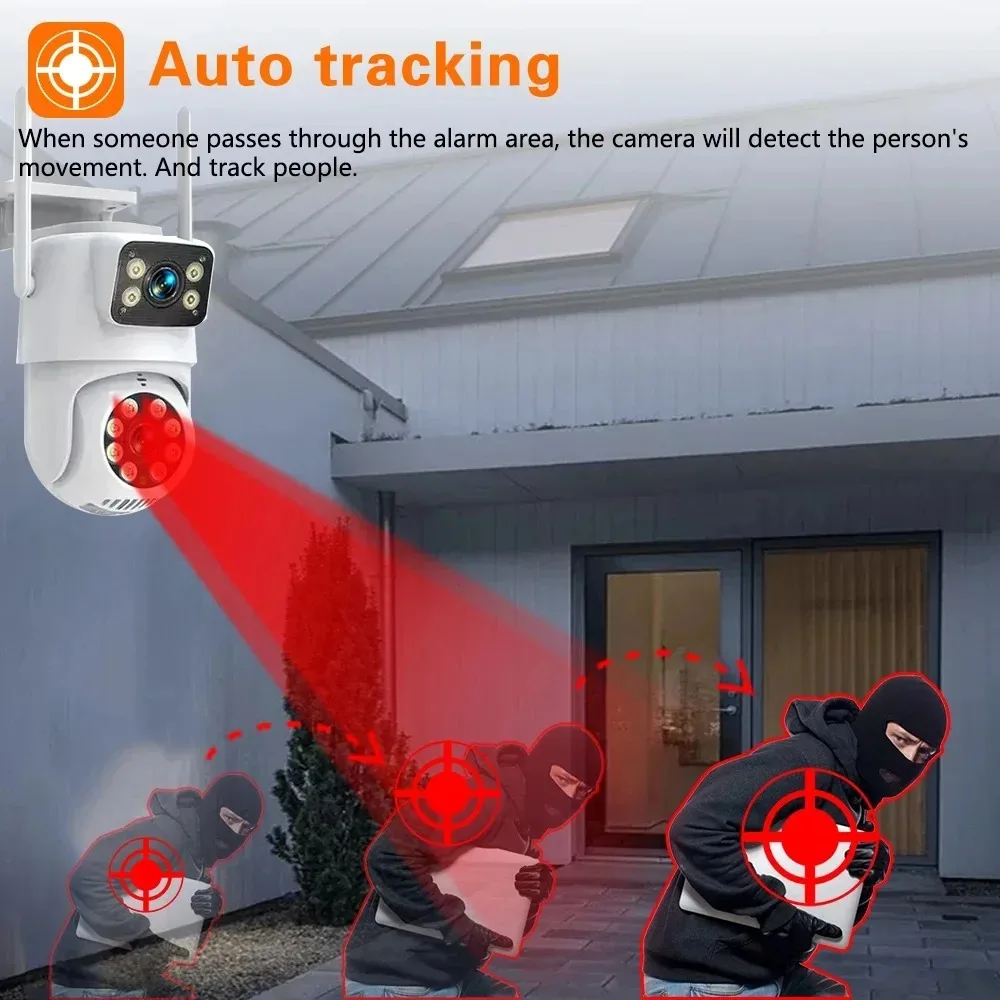 10チャンネルCCTVセキュリティ4KデュアルレンズPTZカ - Home Security Camera System のレビューと価格