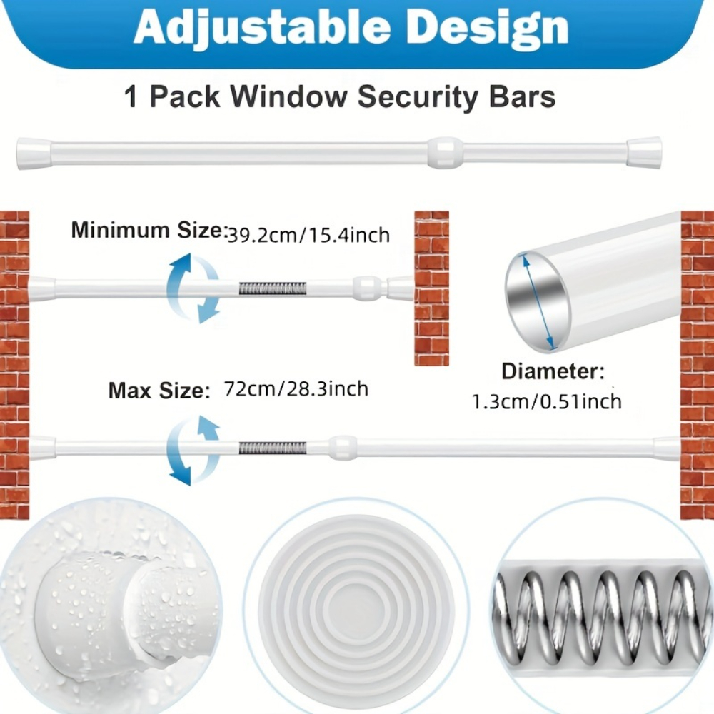 調節可能な金属製窓＆ドア安全バー – ゴム製の先端が付いた安 - Home Security Door Reinforcement Lock のレビューと価格