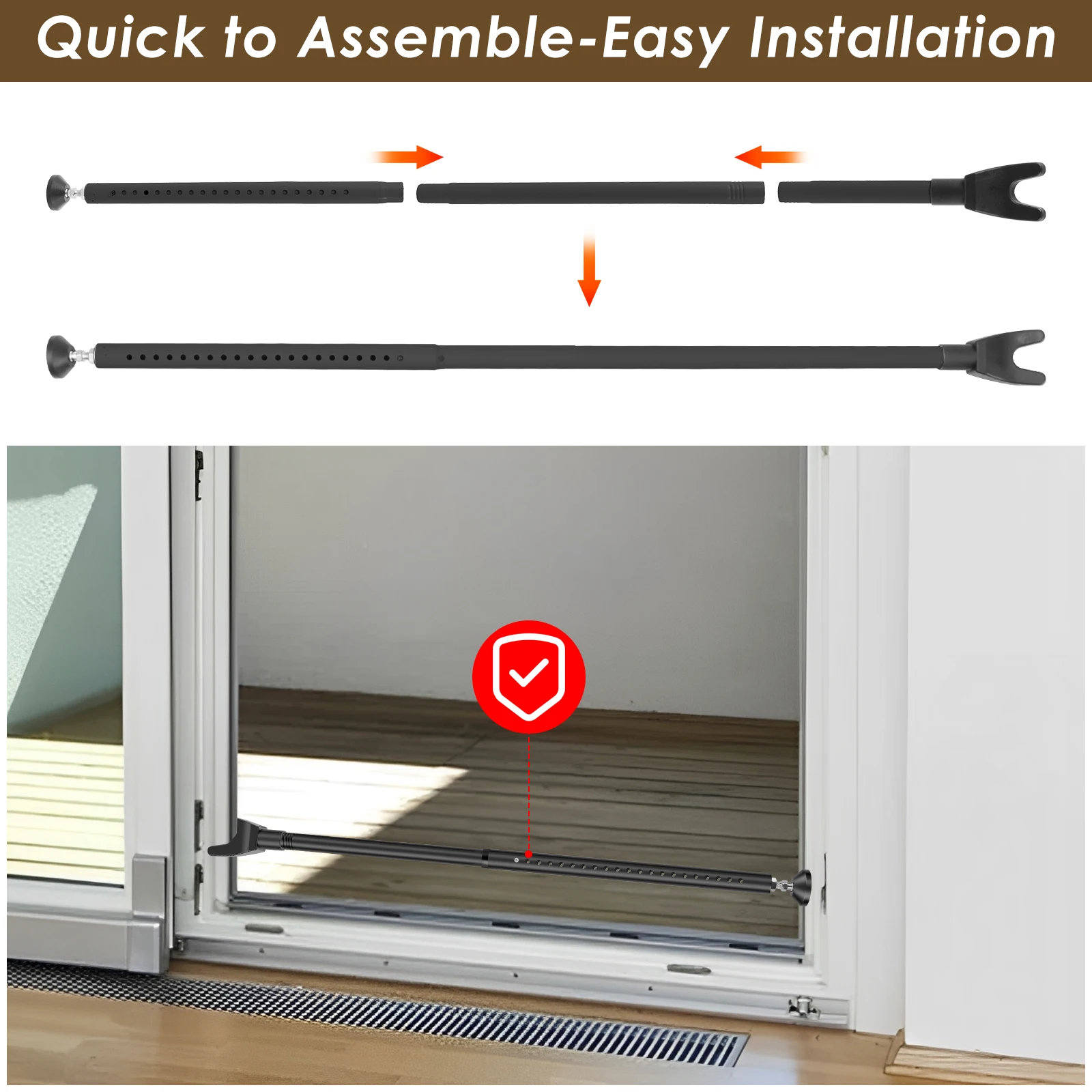 スライドドアロックバー 44-55 インチ調節可能なドアセキ - Home Security Door Reinforcement Lock のレビューと価格