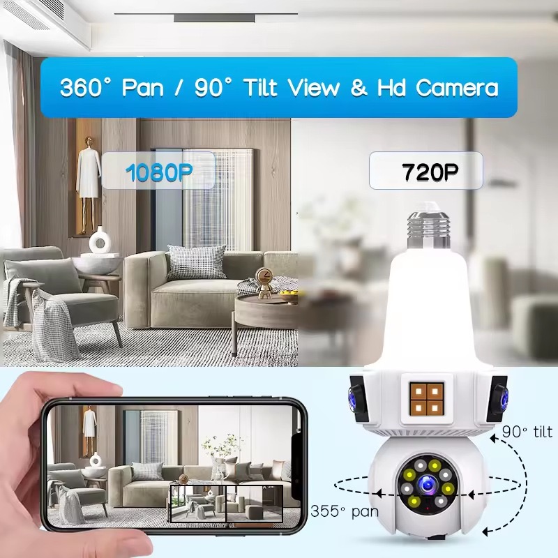 6MP V380proアプリ デュアルレンズ フルカラー E - Home Security Flood Lights のレビューと価格