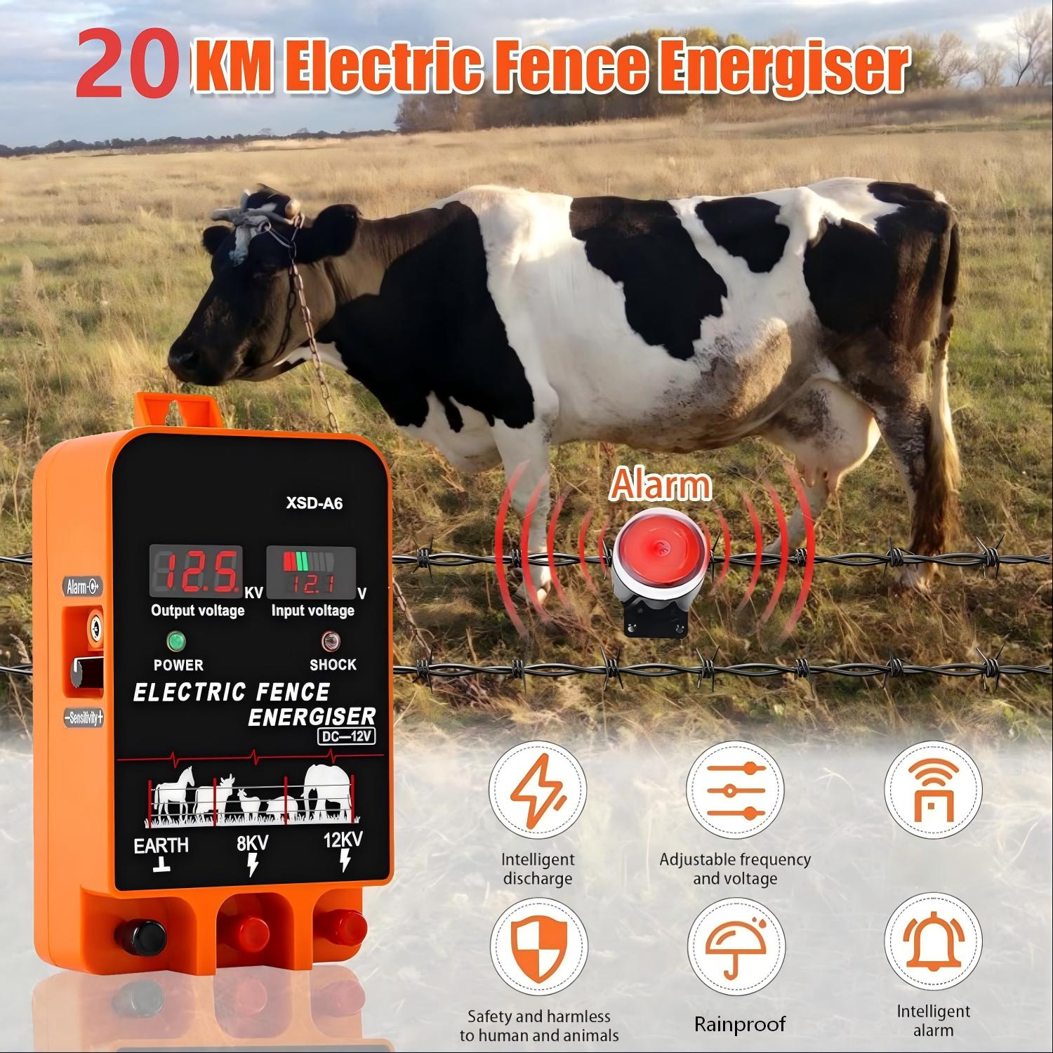 20KM電気柵用電源装置 5.5ジュール LCDディスプレイ - Home Security Electric Fence のレビューと価格