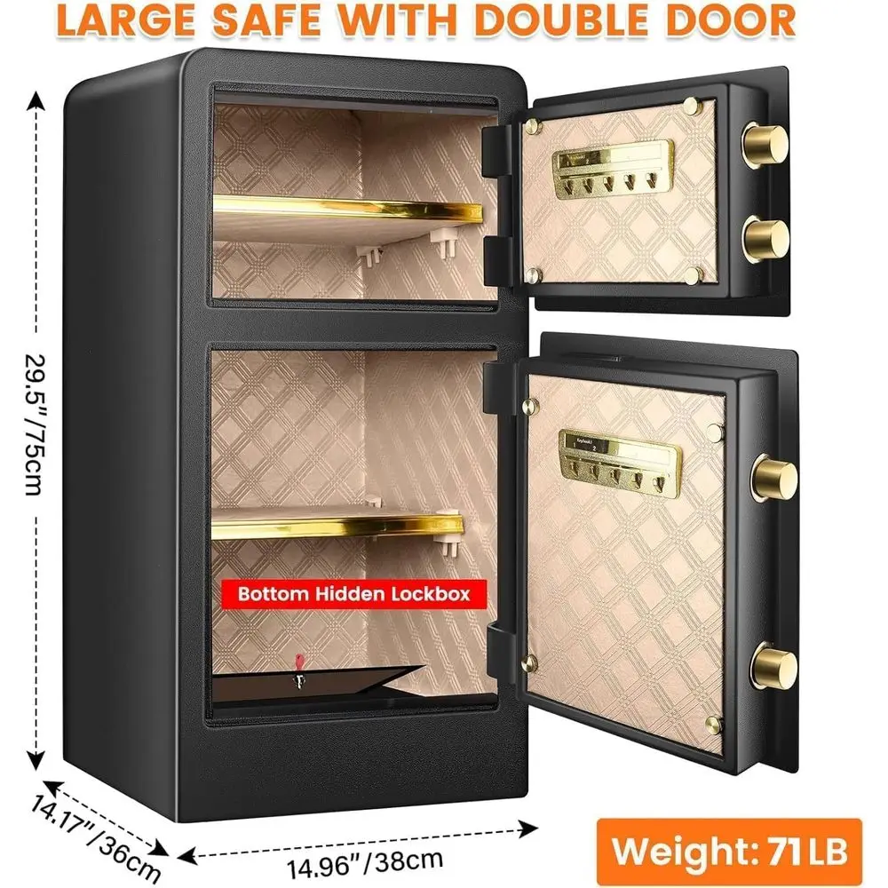 特大防水耐火金庫、二重扉、A4バッグ、デジタルキーパッド、ス - Safe Box Digital のレビューと価格