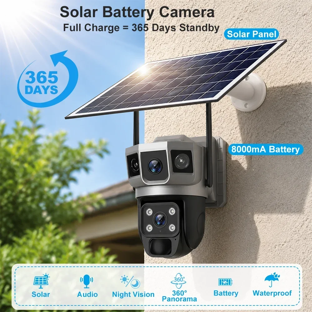 V380 4K 3画面 4Gカメラ ソーラーバッテリー PI - Home Security Group のレビューと価格