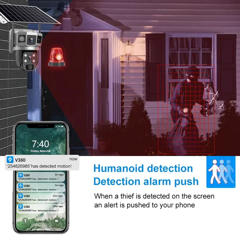 V380 4K 3画面 4Gカメラ ソーラーバッテリー PI - Home Security Group のレビューと価格