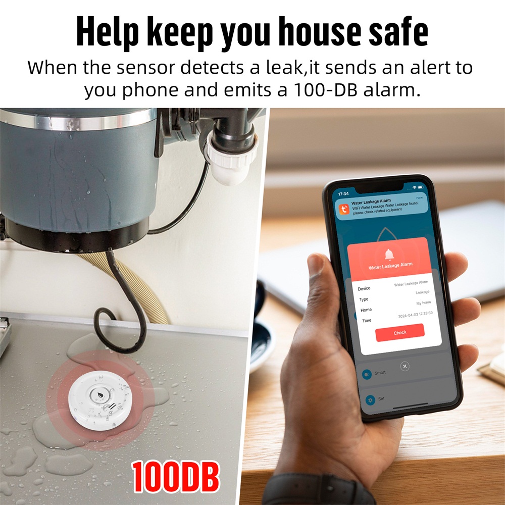 スマート漏水検知器,水位センサー,家庭用警報システム,Tuy - Home Security Deals のレビューと価格
