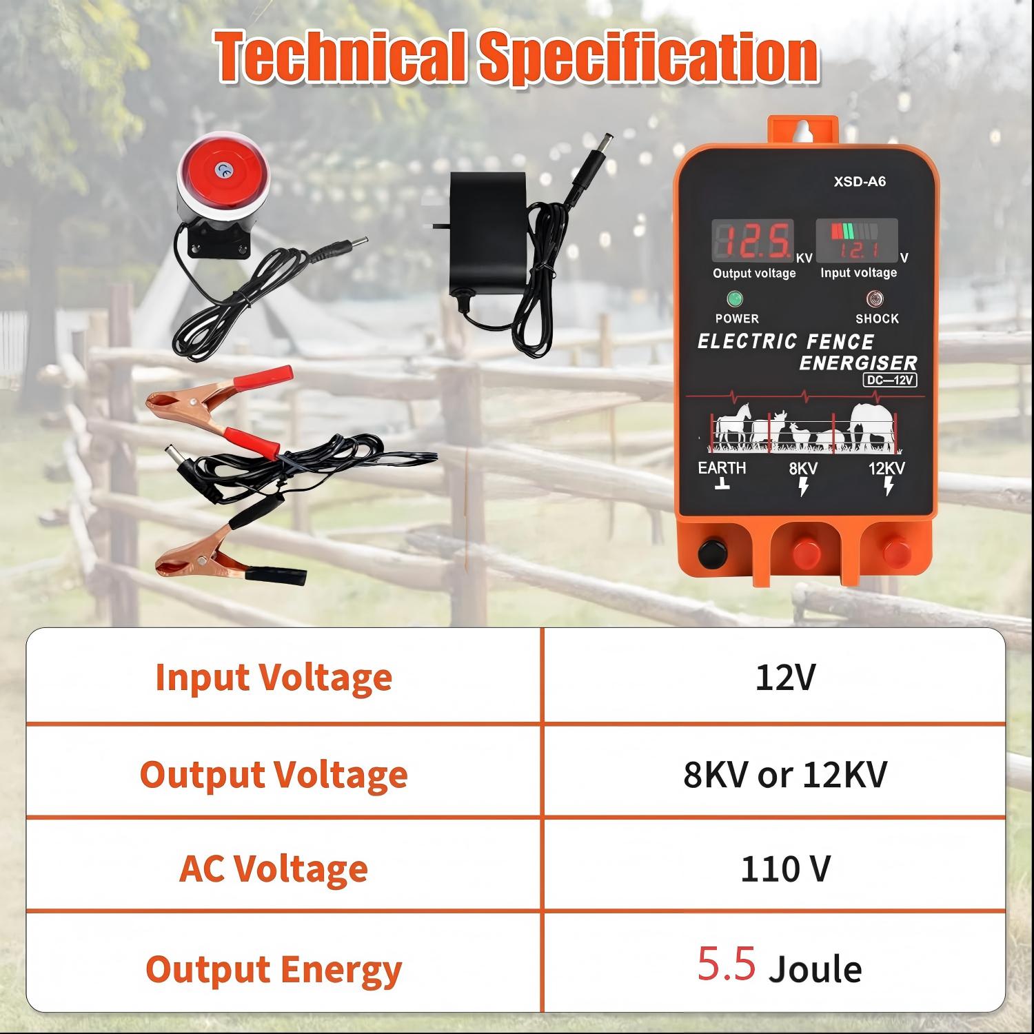 20KM電気柵用電源装置 5.5ジュール LCDディスプレイ - Home Security Electric Fence のレビューと価格