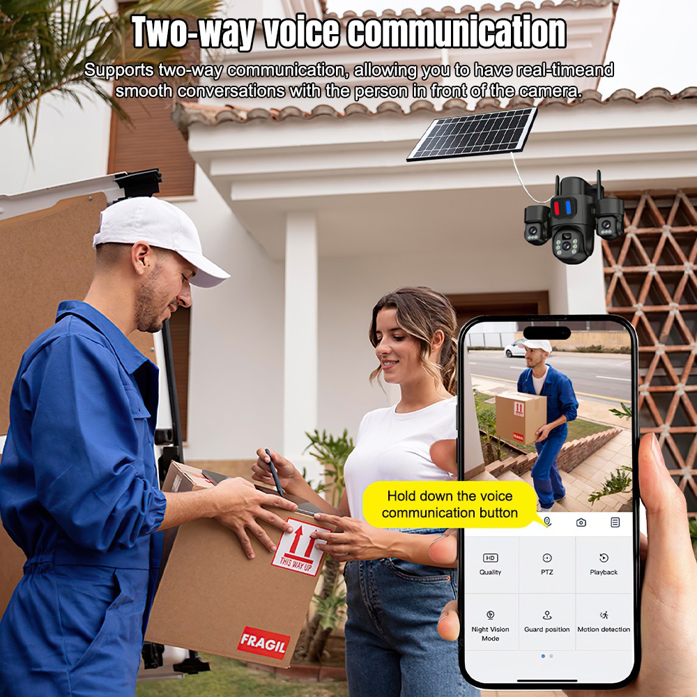 ソーラーWiFi PTZカメラ 屋外トリプルレンズ 3画面  - Home Security Wireless Cameras のレビューと価格