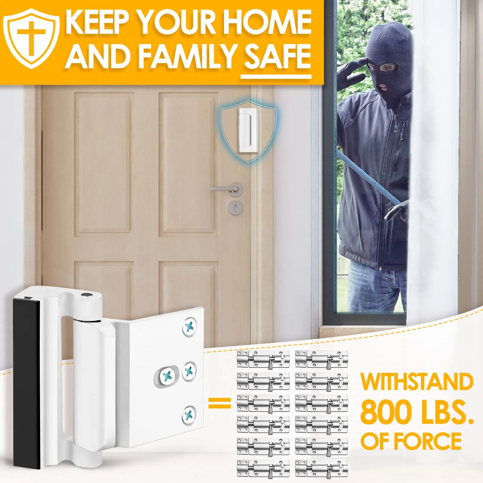 新しいホームセキュリティドアロックアルミ合金盗難防止ドアロッ - Home Security Door Reinforcement Lock のレビューと価格