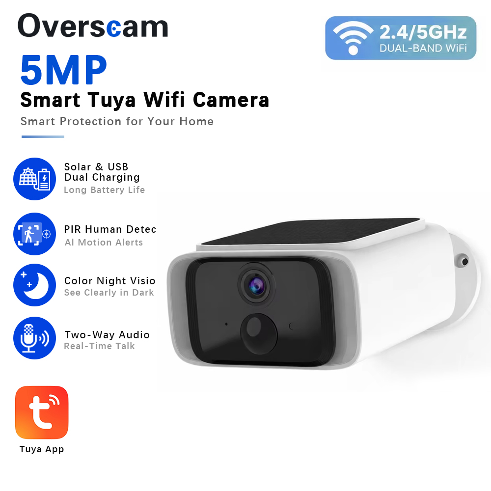 Tuya 5MP ソーラーセキュリティカメラワイヤレス屋外  - Home Security Group のレビューと価格