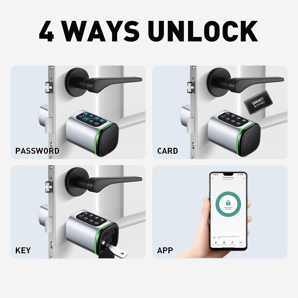 スマートシリンダーロック Tuya 60-90 ミリメートル - Home Security Group のレビューと価格